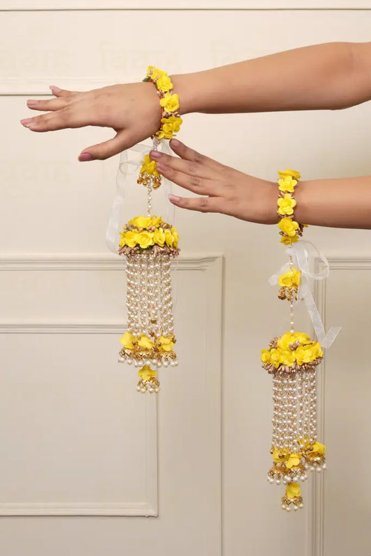 Yellow Floral Kaleera With Bangle